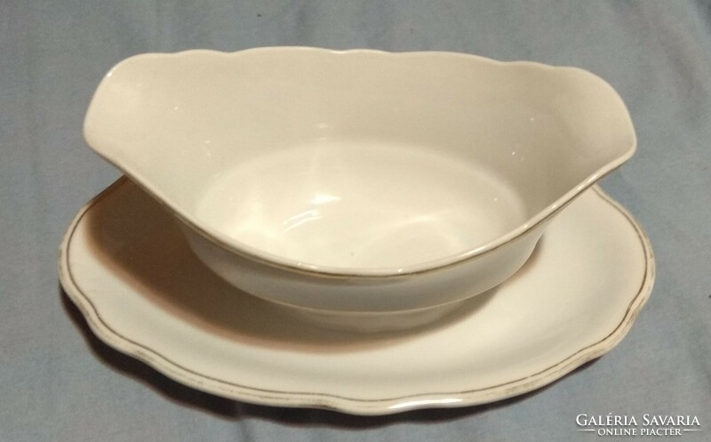 Zsolnay sauce bowl, white with gold border