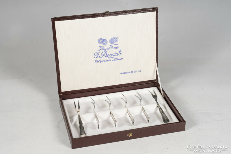 Silver fruit fork set (for 6 people) in a gift box