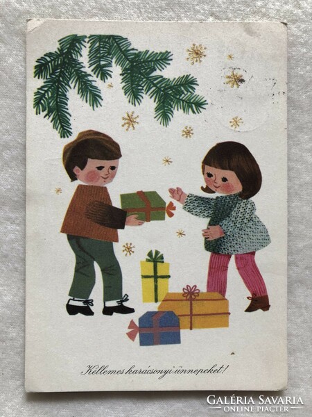 Old Christmas card with drawings - sóti skárma drawing -5.