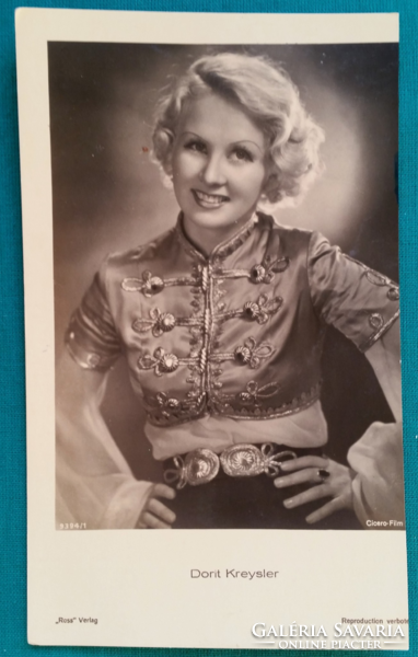 Austrian film actress Dorit Kreysler from the 30s - 40s, vintage photo postcard, fashion, postal clerk