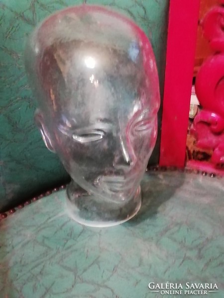 Art deco glass head, not thinking