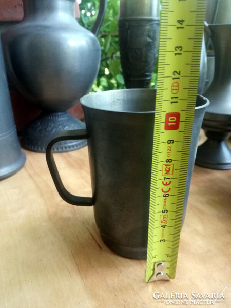 95% Zinn pewter drinking glass mug with handle - art&decoration