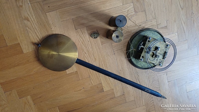 Antique gustav becker 2 weight wall clock structure weight pendulum. Tin. Biedermeier.