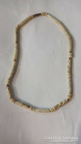 Old unisex necklace with bone eyes, oriental style jewelry