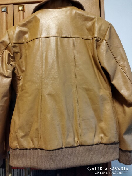 Women's leather jacket in mustard color