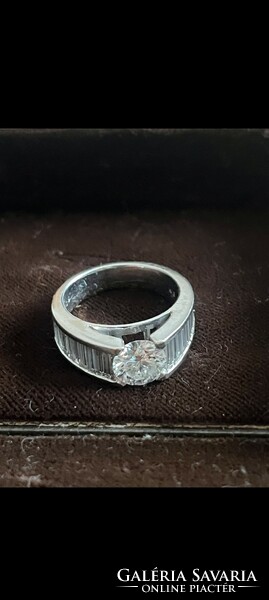 White gold engagement ring with diamonds