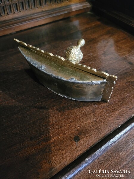 Antique copper 3-piece calamari, inkwell set