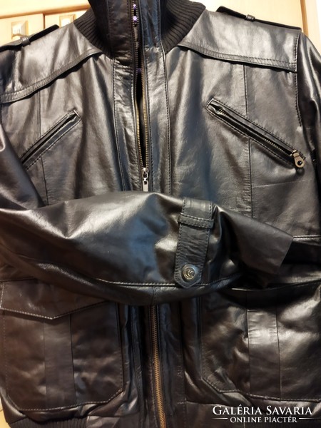 Women's leather jacket, black