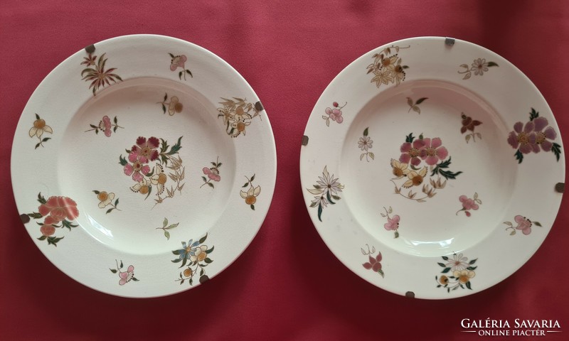 Zsolnay antique family sealed wall plates in a pair!