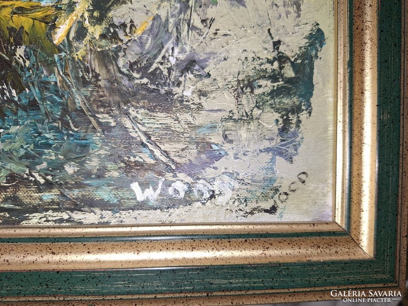 Hangulatos erdő részlet olaj festmény ismeretlen