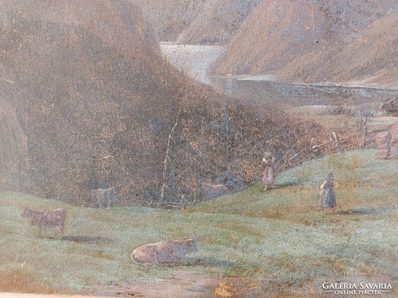 (K) antique landscape painting 28x24 cm