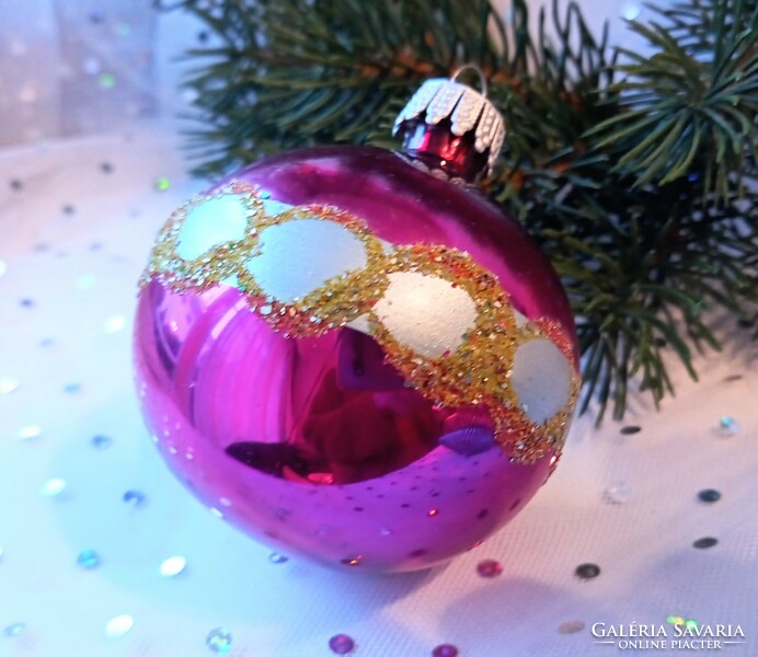 Soproni üveg színes gömb karácsonyfa dísz 6.5-7cm