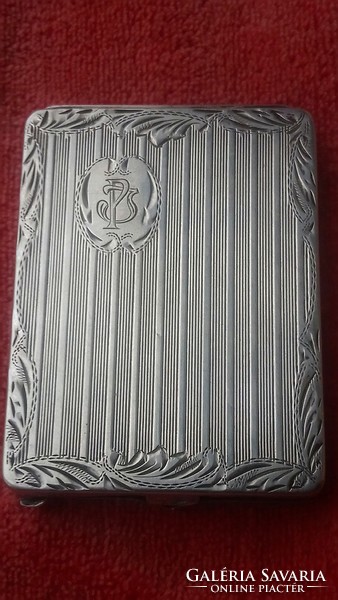 Antique silver chiseled hallmarked, master-marked monogrammed powder holder