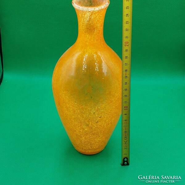 Karcagi Fátyolüveg váza narancs színű