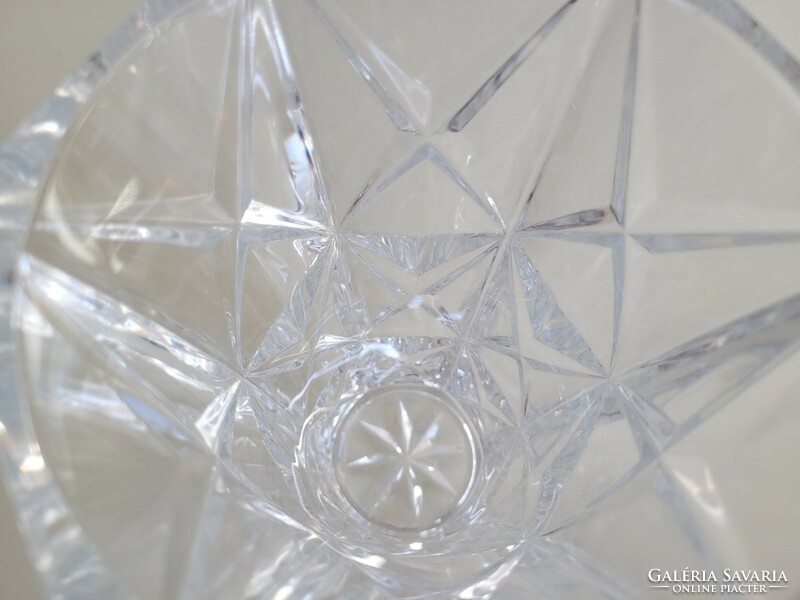 Szögletes váza csillagmintás csiszolt vastagfalú régi üvegváza 21 cm
