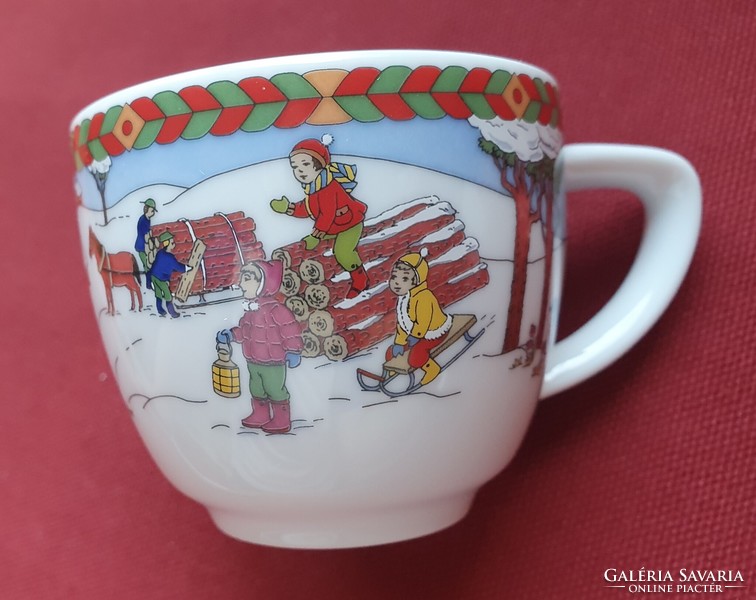 Hutschenreuther német porcelán karácsonyi kávés szett díszdobozban fémdoboz csésze csészealj 2010