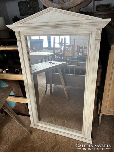 Refurbished, large, antique waxed pewter mirror