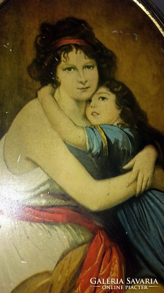 RÉGI nagyméretű PLÉH DOBOZ FÉM DOBOZ -'Madame Vigée-Le Brun et sa fille