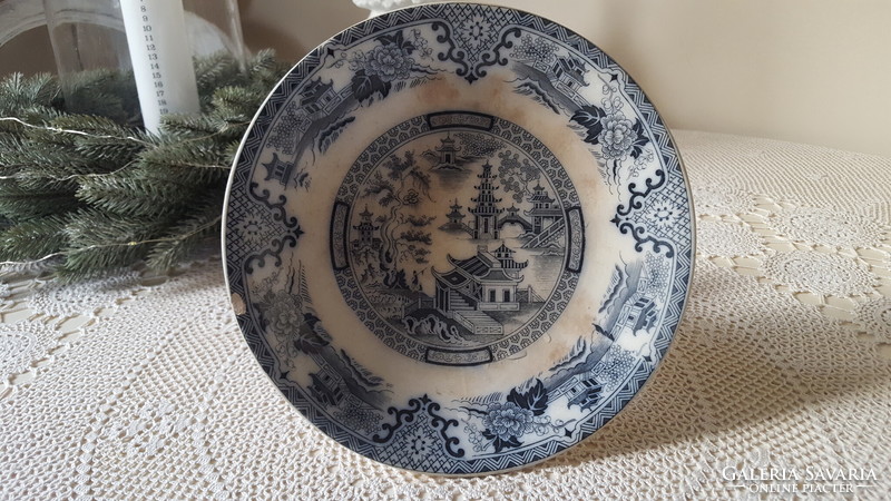 Antique villeroy boch wallerfangen Shanghai porcelain cake plate with base