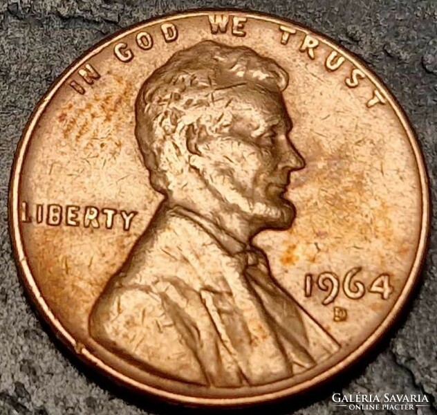1 Cent, 1964.D., Lincoln cent, with filling error.