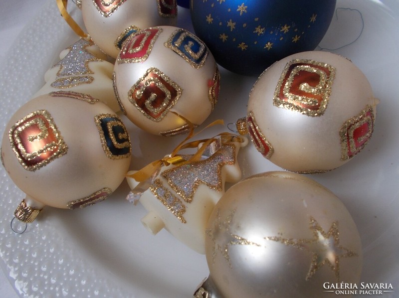 Üveg gömb karácsonyi dísz,fenyőfa alakú karácsonyfadísz,fenyődísz 9db