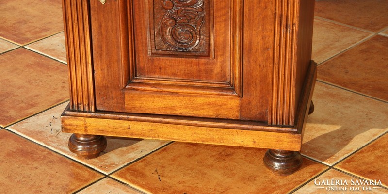 Old German carved bedside table