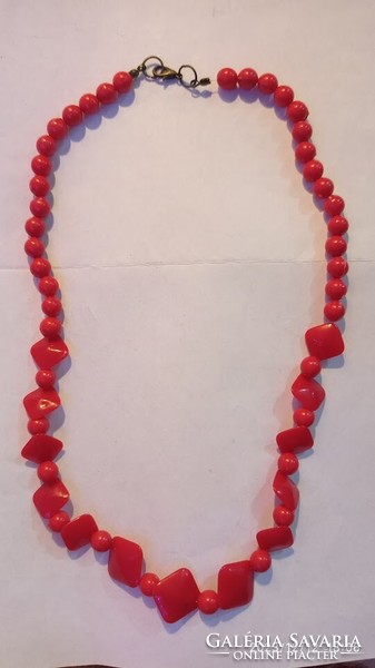 Vintage women's chain, jewelry strung with red plastic eyes