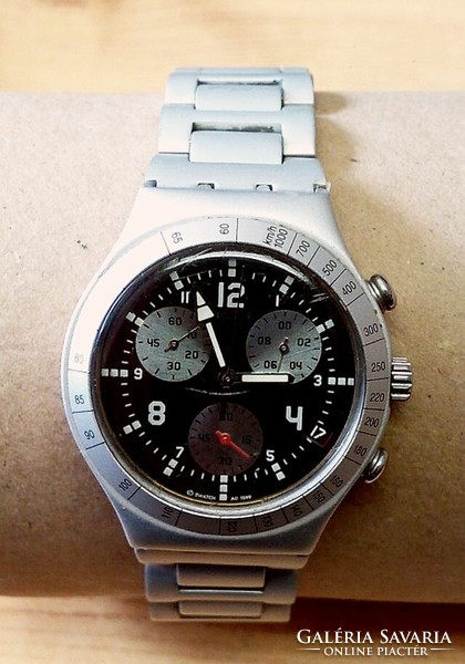 Swatch Irony Aluminium, sportos chronograph, Patented Water resistant, minőségi Svájci karóra