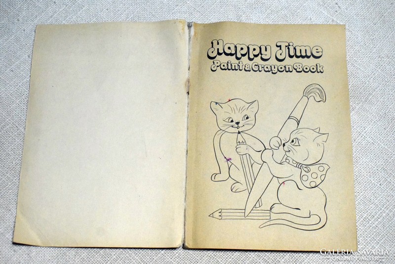 Happy Time Paint & Crayon Book 1979 színezhető kifestő gyermek könyv használt