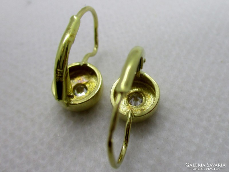 Beautiful antique 14kt gold earrings with button set diamonds 0.22ct