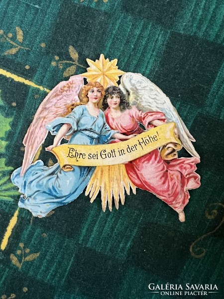Antique embossed lithograph paper angel Christmas tree decoration