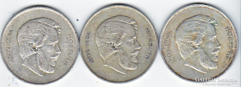 Hungary 3 commemorative coins put into circulation kossuth 5 forints 1947 vg