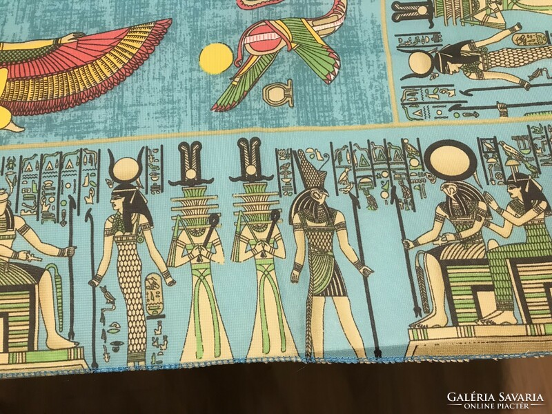 Egyptian shawl with Nofertiti image and ancient Egyptian patterns, 77 x 76 cm