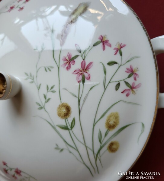 Johann Seltmann Vohenstrauss Bavaria német porcelán tálaló tál leveses köretes virág mintával