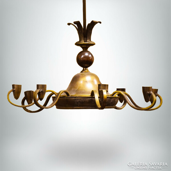 Antique eight-arm metal chandelier