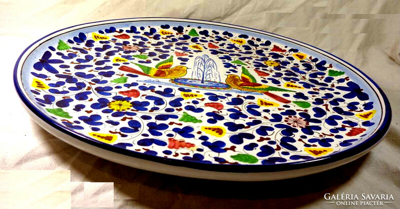 37 cm! Turkish hand-painted bird ceramic bowl tray - art&decoration