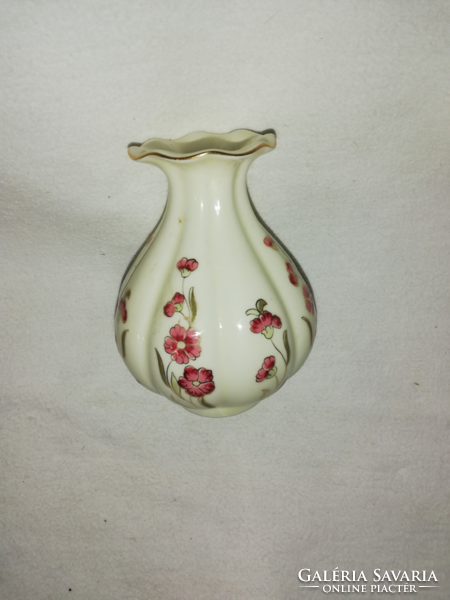 Zsolnay, chipped, hand-painted flower pattern vase