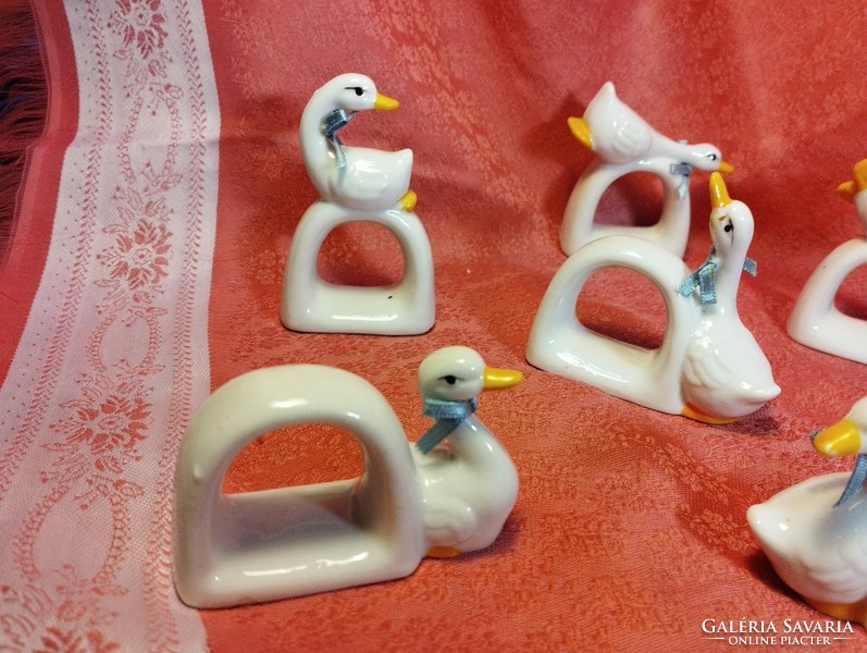 6 Pcs. Porcelain duck table napkin ring