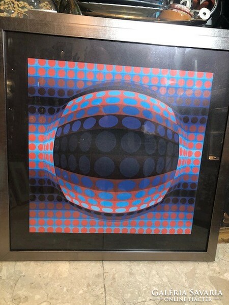 Screen print with Vasarely mark, size 55 x 55 cm rarity.