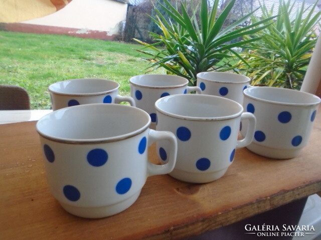 Old Zsolnay porcelain mug set of 6 retro polka dot tea cups