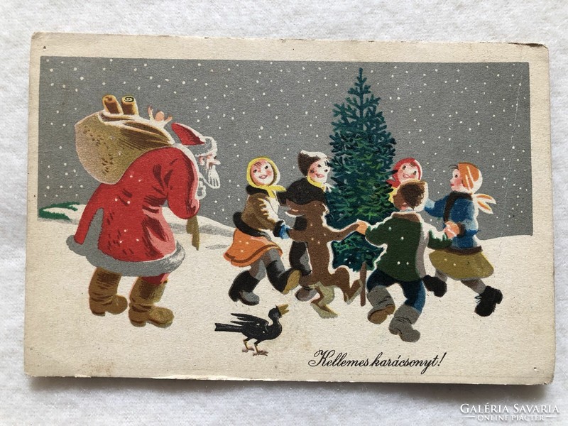 Régi rajzos Karácsonyi képeslap               -5.