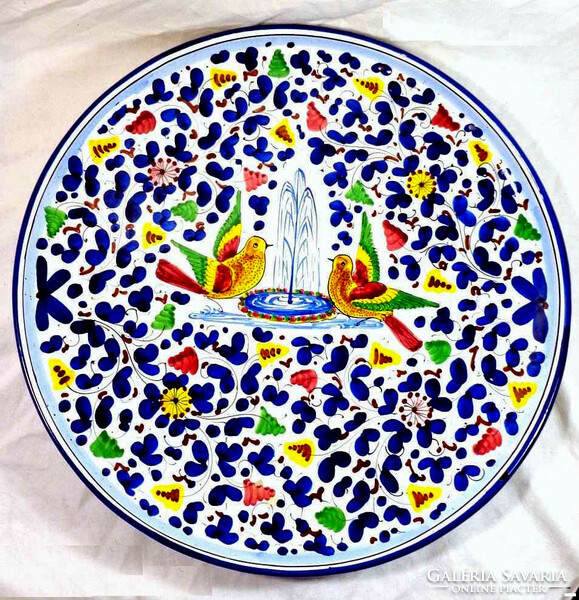 37 cm! Turkish hand-painted bird ceramic bowl tray - art&decoration