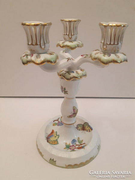 Vbo Herend victoria patterned porcelain 3-branch candle holder