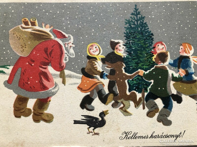 Régi rajzos Karácsonyi képeslap               -5.