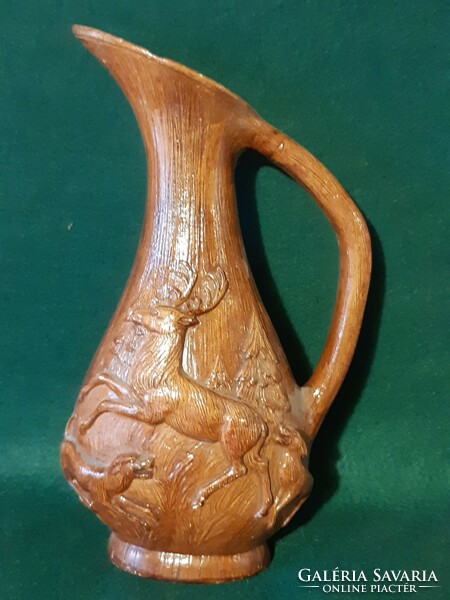 Hunter's scene plaster jug with imitation of old wood