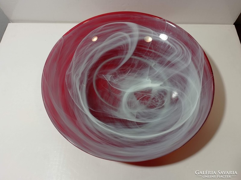 Christmas red-white glass centerpiece serving bowl 30 cm