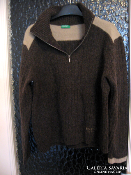 Very retro Benetton wool sweater brown-beige m