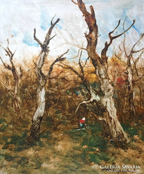 Forest landscape oil painting by Károly Szegvár