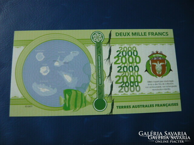 Ile europa 2000 francs / deux mille francs 2018 squid boat fish! Rare fantasy paper money! Ouch!