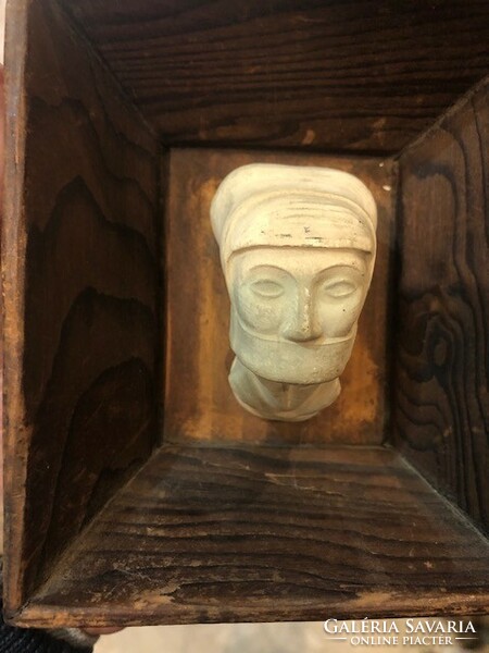 Stone sculpture, in a wooden frame, Polish, 5 cm high work.